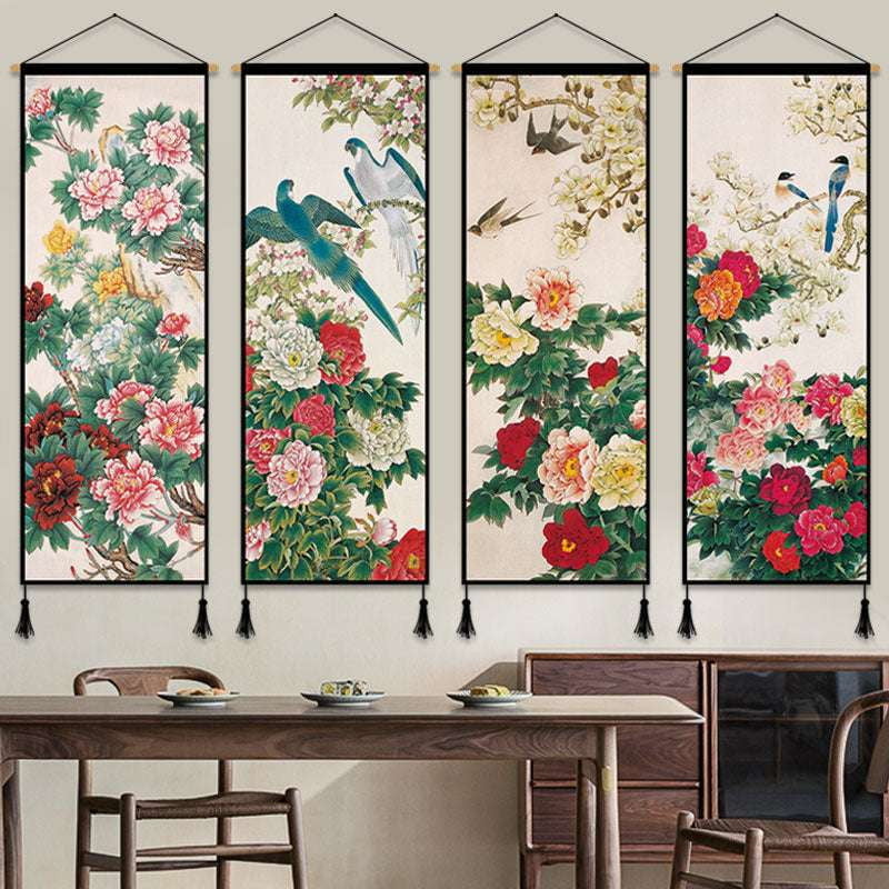 Decorative Wall Tapestry, Hanging Painting Cloth, Peony Art Decor - available at Sparq Mart