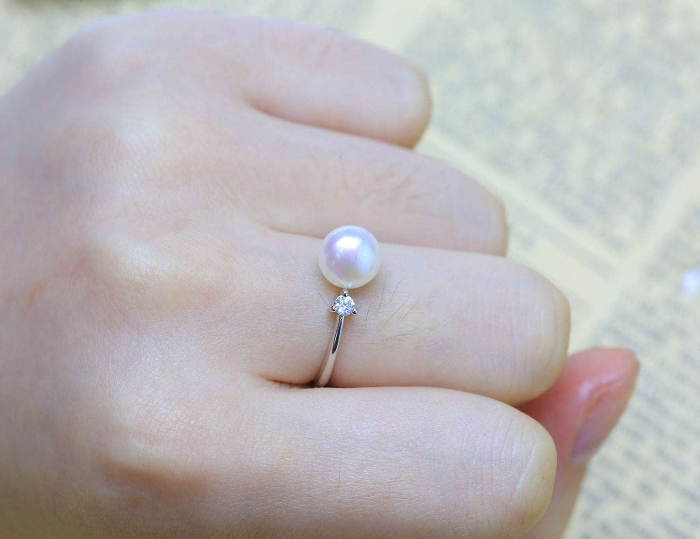 Adjustable Pearl Ring, Personalized Pearl Ring, Pink Pearl Ring - available at Sparq Mart