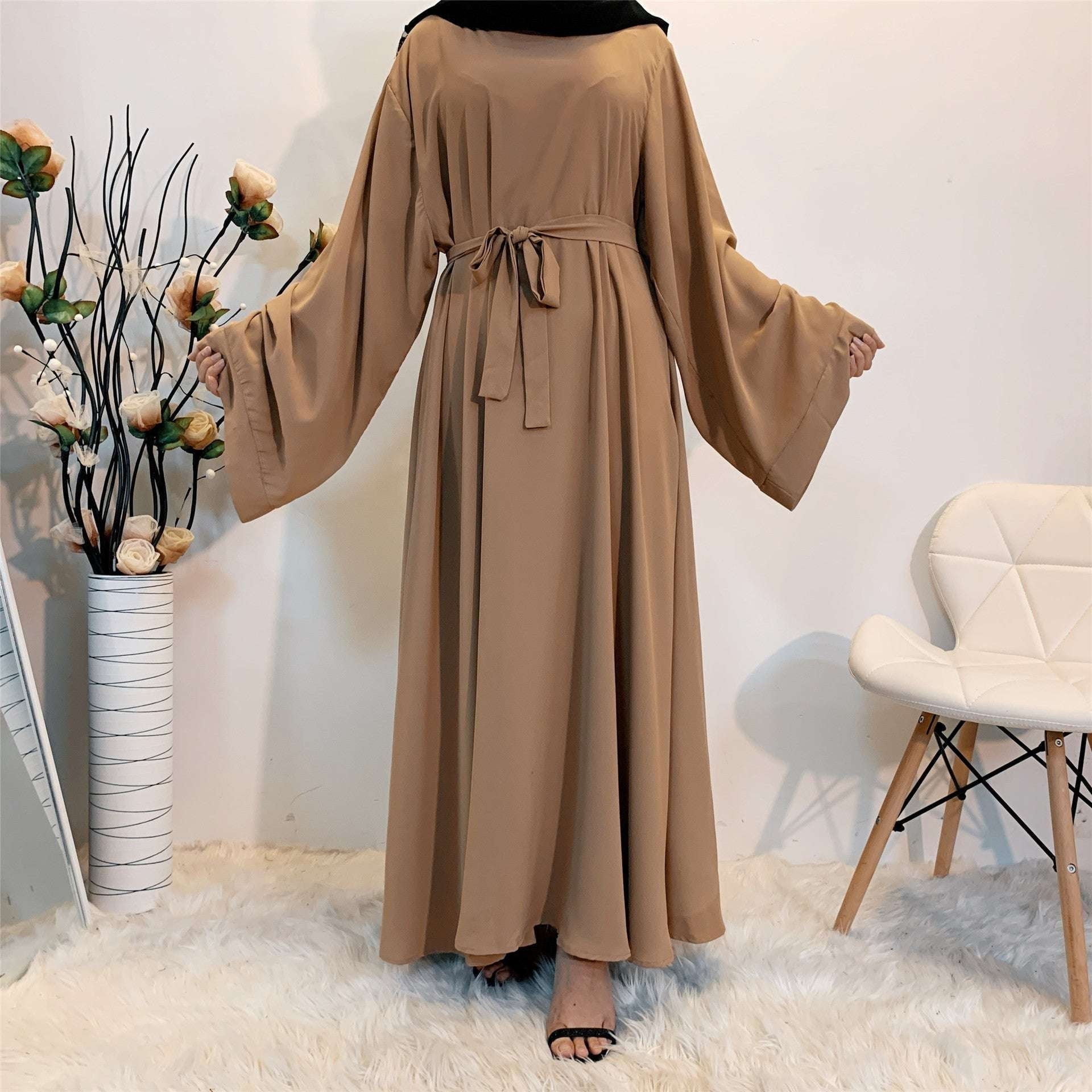 Lace-up Kaftan, Muslim Dress Elegance, Plus Size Abaya - available at Sparq Mart