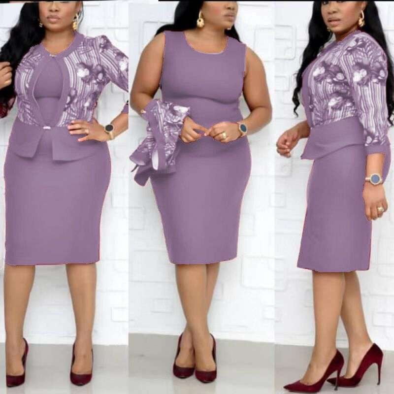 Comfortable Round Neckline, Plus Size Pencil Dress, Stylish Two-Piece Outfits - available at Sparq Mart