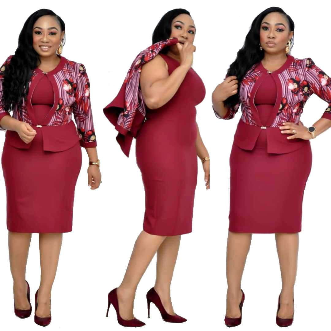 Comfortable Round Neckline, Plus Size Pencil Dress, Stylish Two-Piece Outfits - available at Sparq Mart