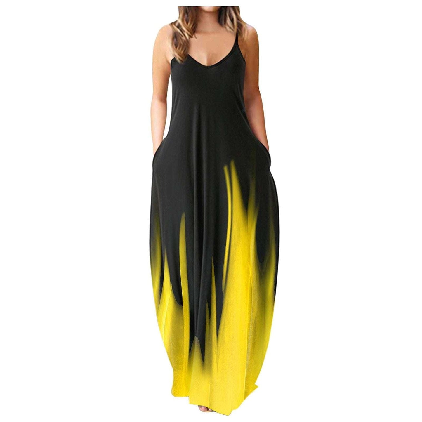 casual sling dress, plus size dresses, print long dress - available at Sparq Mart