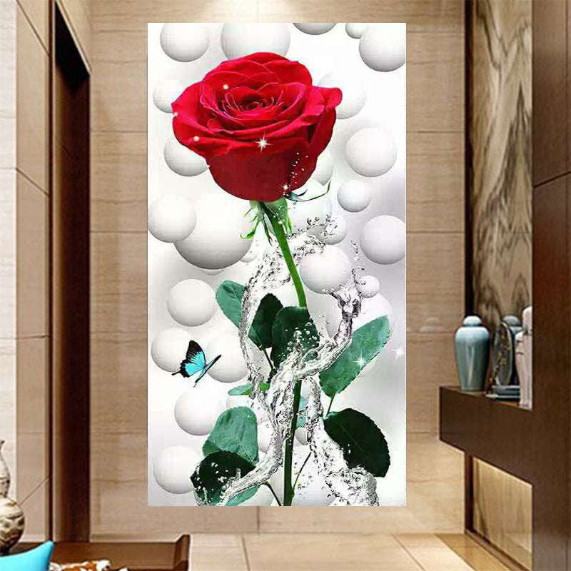 Porch decor, red rose, vertical painting - available at Sparq Mart