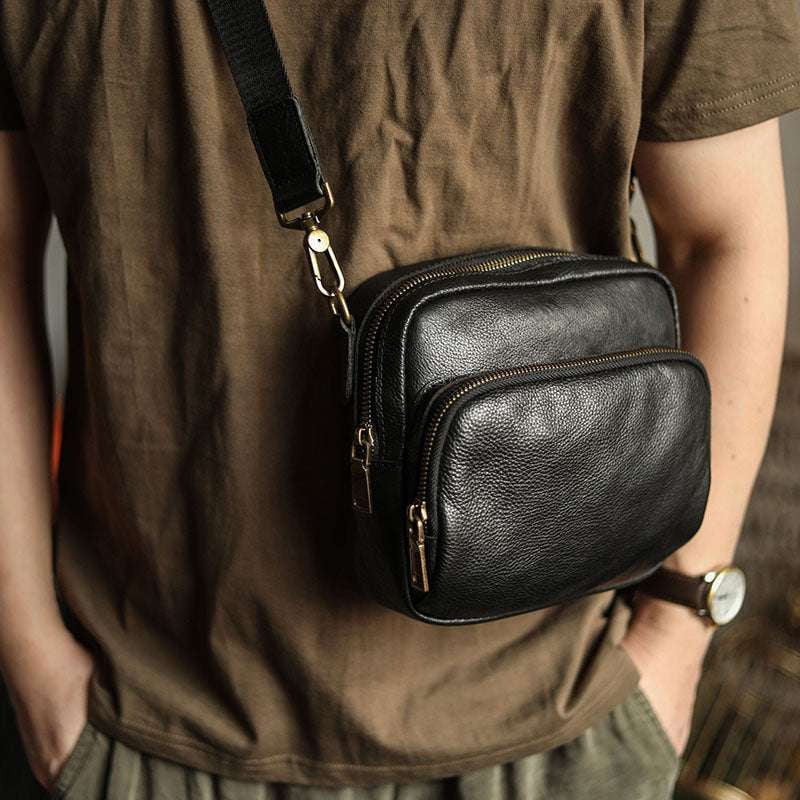 Cowhide Messenger Purse, Durable Shoulder Bag, Men's Leather Crossbody - available at Sparq Mart