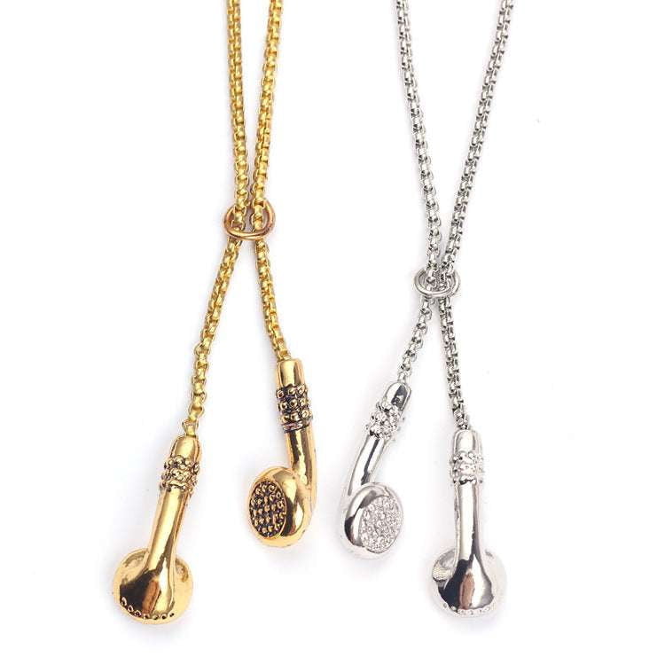 Audio Jewelry Accessory, Elegant Pendant Earbuds, Gold Earphone Pendant - available at Sparq Mart