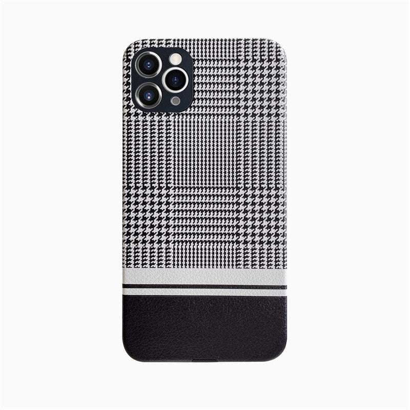 Houndstooth iPhone case, Leather iPhone skin, Luxury phone cover - available at Sparq Mart