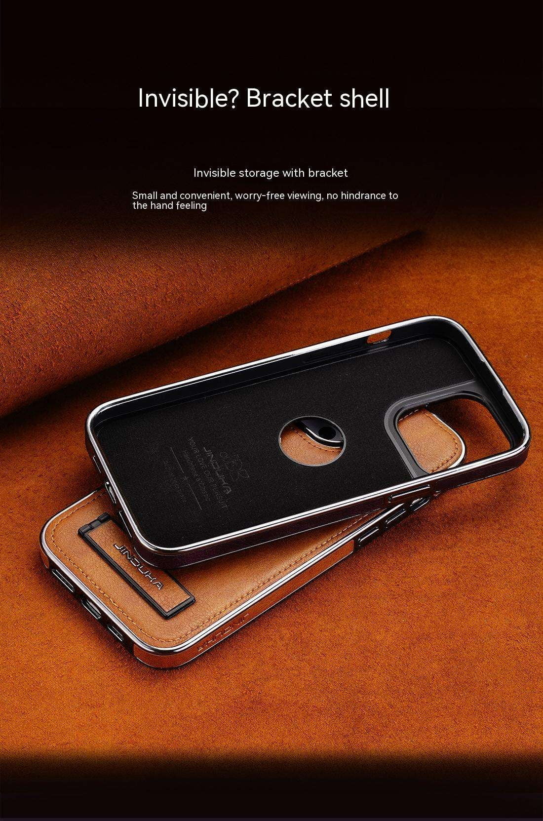 drop-resistant phone case, high-grade bracket shell, iPhone leather cover - available at Sparq Mart