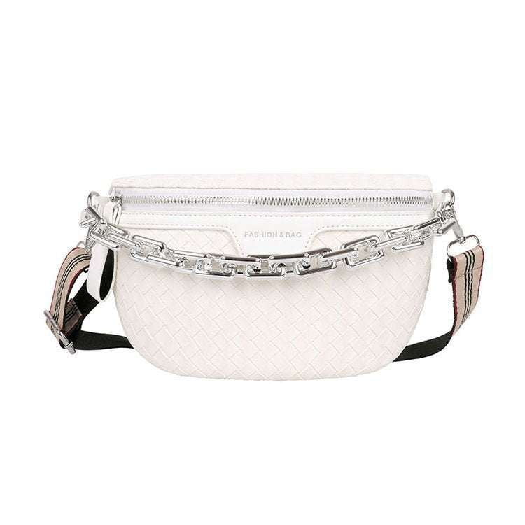 leather waist bag, shoulder strap handbag, woven chest purse - available at Sparq Mart