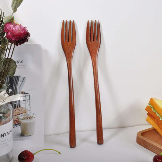 Brown Forks, Long Handle Forks, Wooden Tableware - available at Sparq Mart