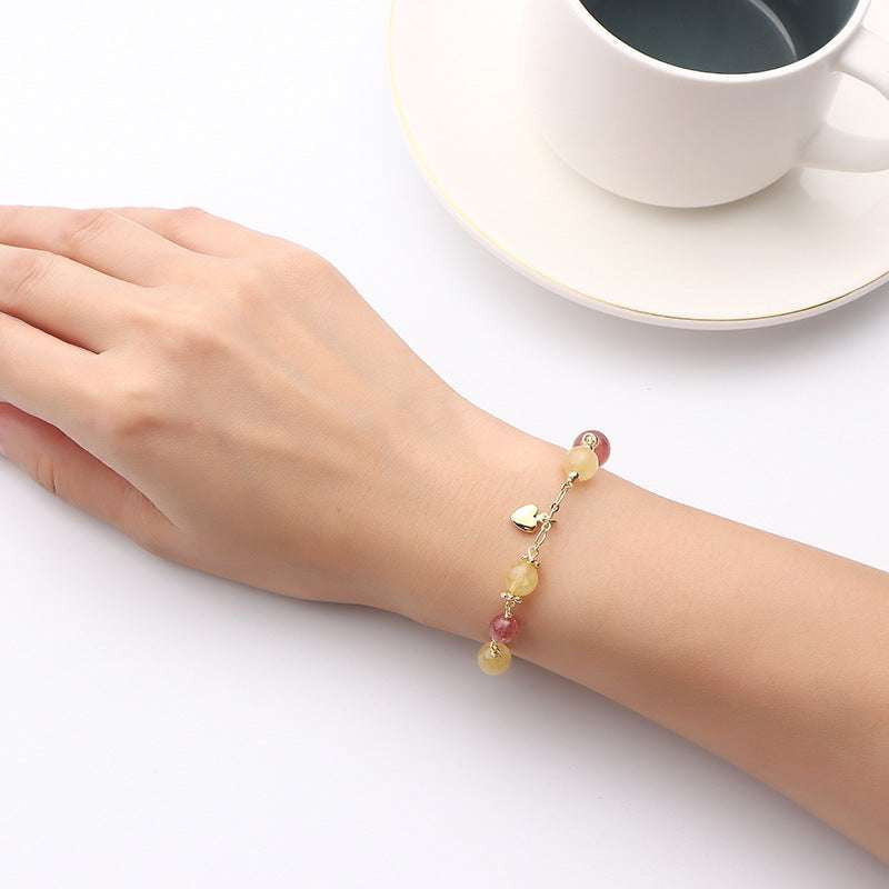 Korean Crystal Bracelet, Strawberry Bracelet Female, T Clasp Jewelry - available at Sparq Mart