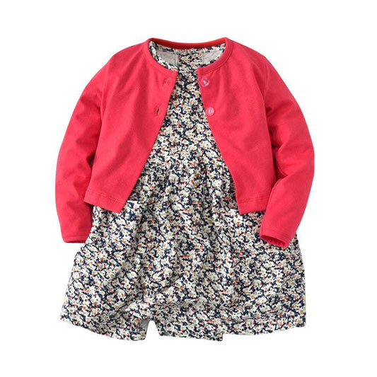 'Children's Two-Piece Outfits', 'Long-sleeved Kids Clothes', 'Red Jacket Skirt' - available at Sparq Mart