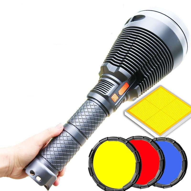 long-range searchlight, portable emergency light, USB rechargeable flashlight - available at Sparq Mart