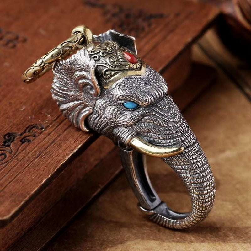 Antique Elephant Keychain, S925 Keychain Men's, Unique Silver Keychain - available at Sparq Mart