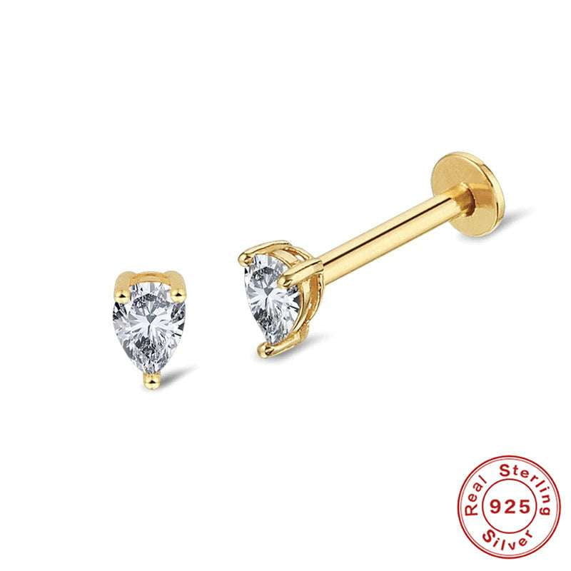 Diamond Ear Piercings, Minimalist Jewelry INS, Sterling Silver Studs - available at Sparq Mart