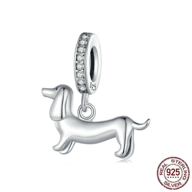 diy bracelet accessories, dog pendant bracelet, silver dachshund charm - available at Sparq Mart