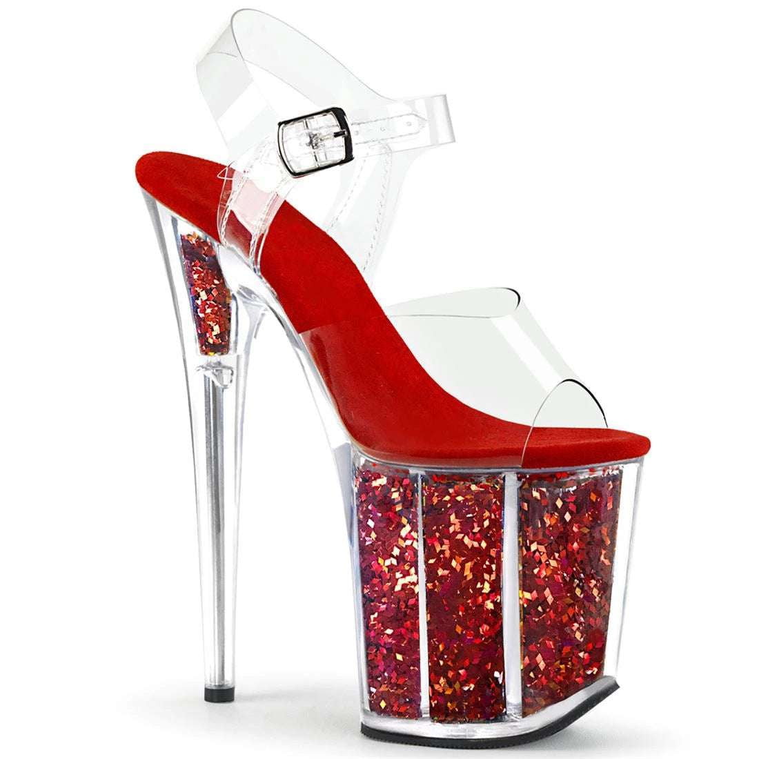 Sequined Evening Shoes, Sexy Platform Heels, Transparent Stiletto Pumps - available at Sparq Mart