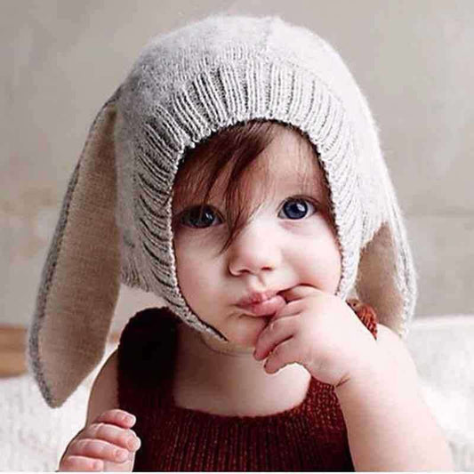 Adorable Baby Hat, Infant Rabbit Hat, Knitted Long Ear Hat - available at Sparq Mart