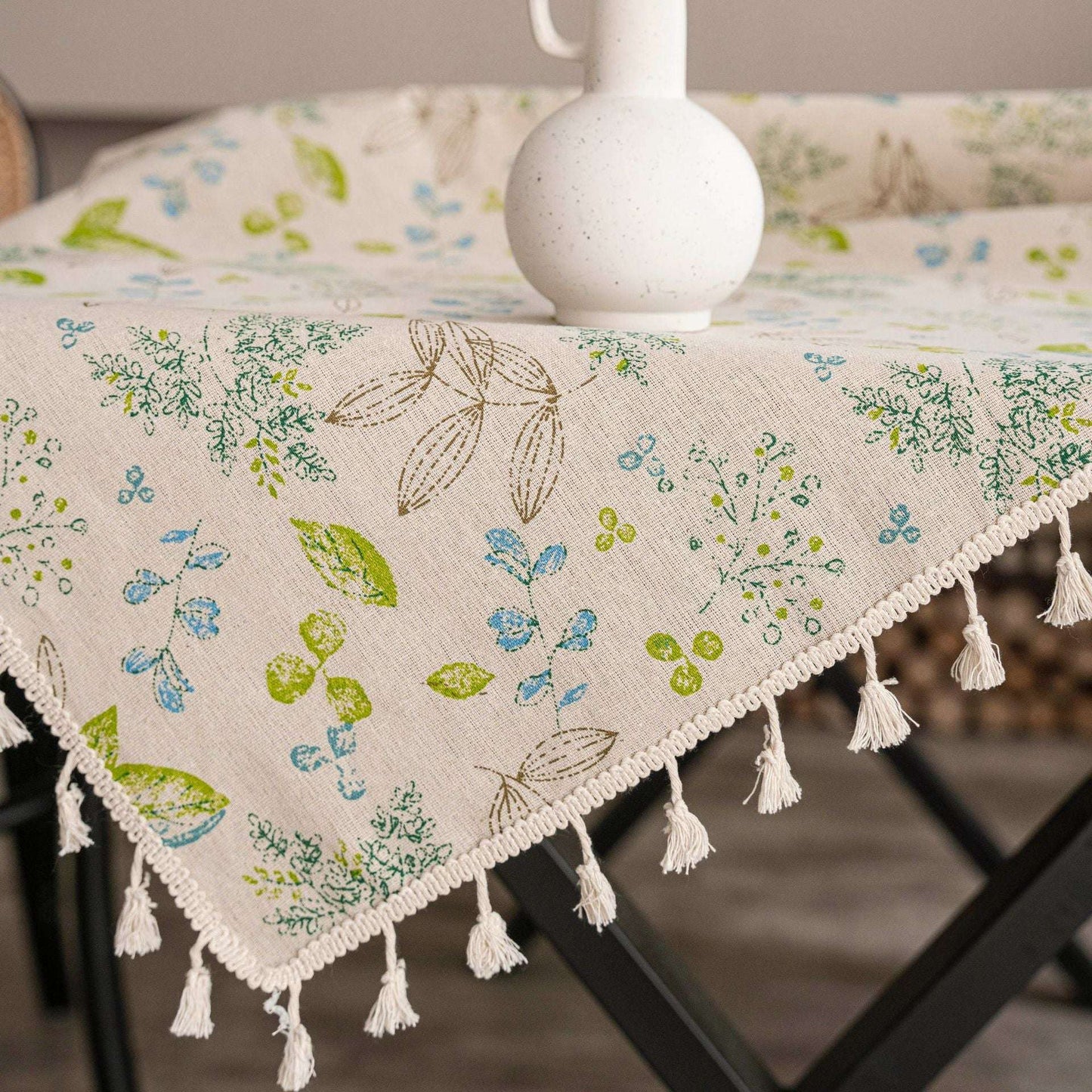 Cotton Linen Tassel Tablecloth, Small Fresh Tablecloth, Sparq Mart - available at Sparq Mart