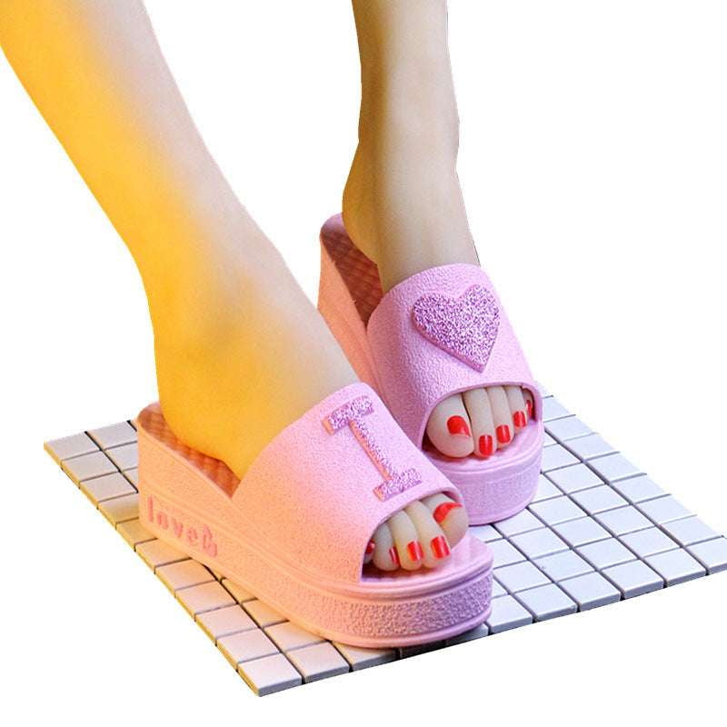 Cute Heart Slippers, Soft Sole Slippers, Women's Indoor Slippers - available at Sparq Mart