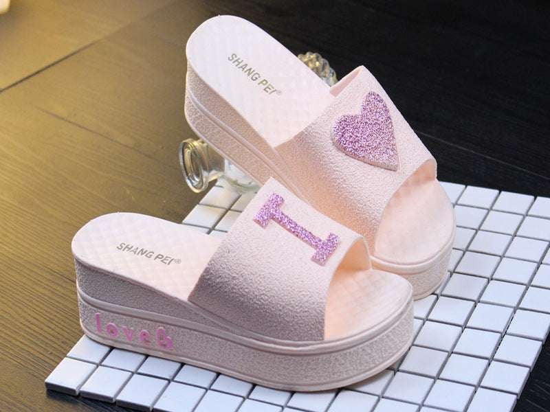 Cute Heart Slippers, Soft Sole Slippers, Women's Indoor Slippers - available at Sparq Mart