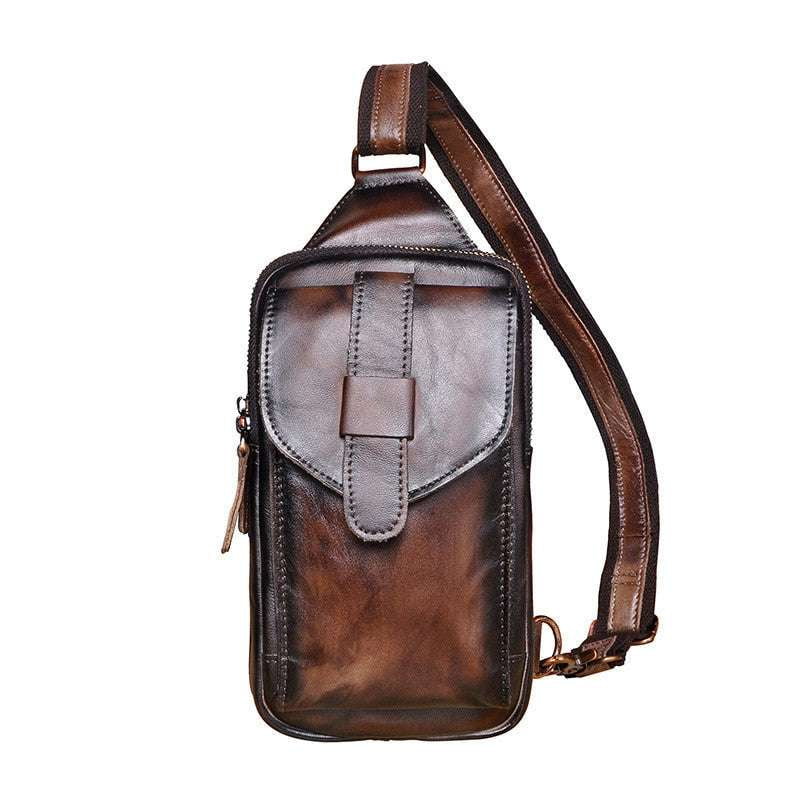 men leather chest bag, multi-compartment chest bag, spacious chest bag men - available at Sparq Mart