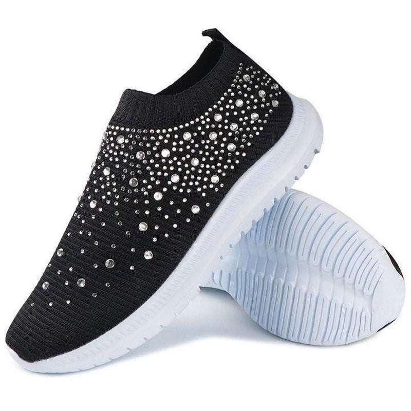 Flexible Flyknit Footwear, Rhinestone Running Shoes, Sparkly Athletic Sneakers - available at Sparq Mart