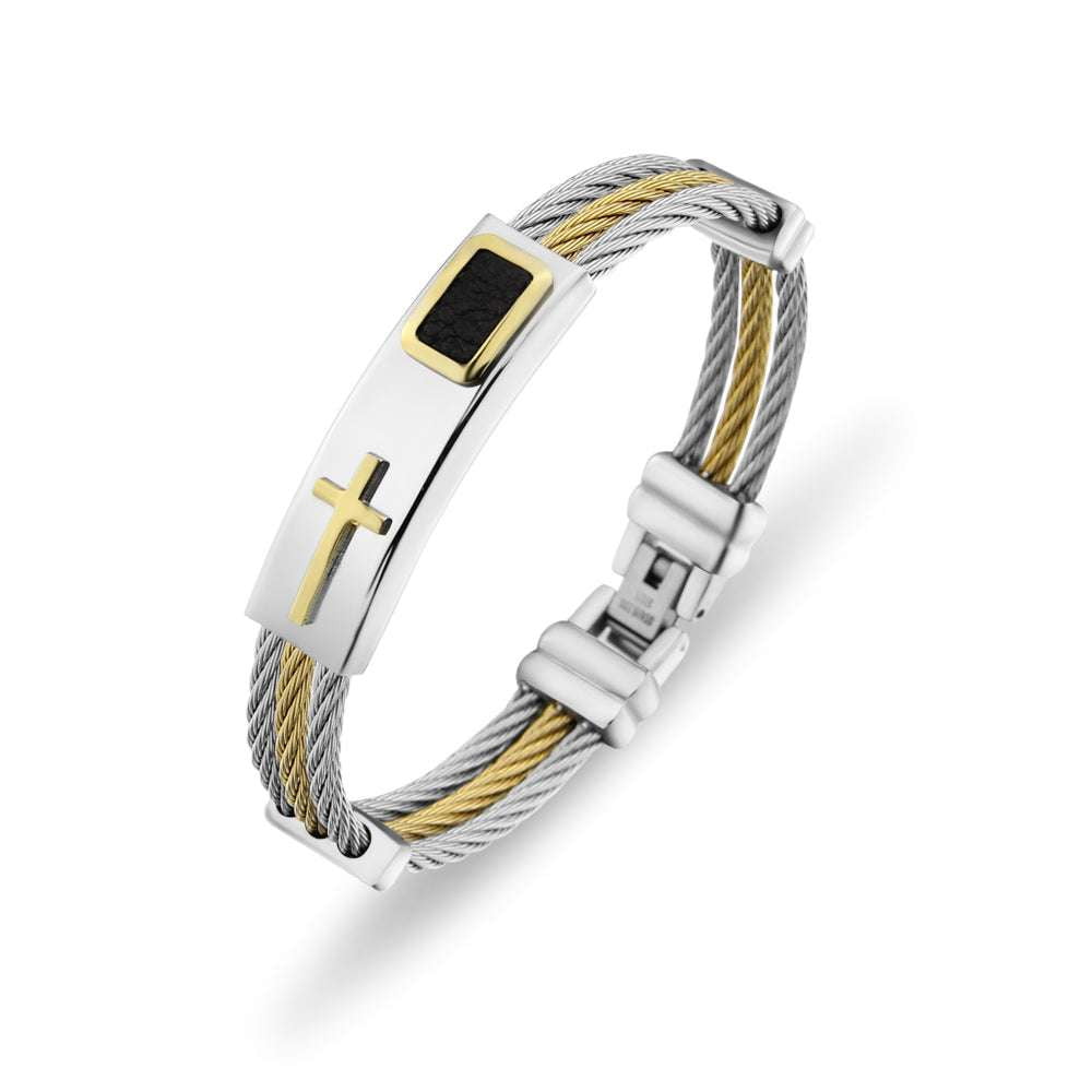 Fashion Punk Jewelry, Men's Cross Bracelet, Stainless Steel Bangles - available at Sparq Mart