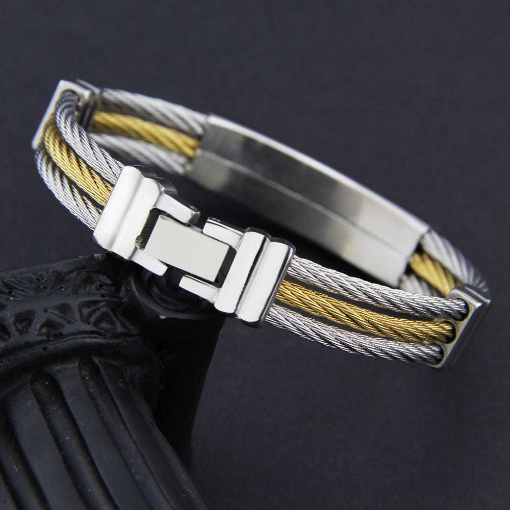 Fashion Punk Jewelry, Men's Cross Bracelet, Stainless Steel Bangles - available at Sparq Mart