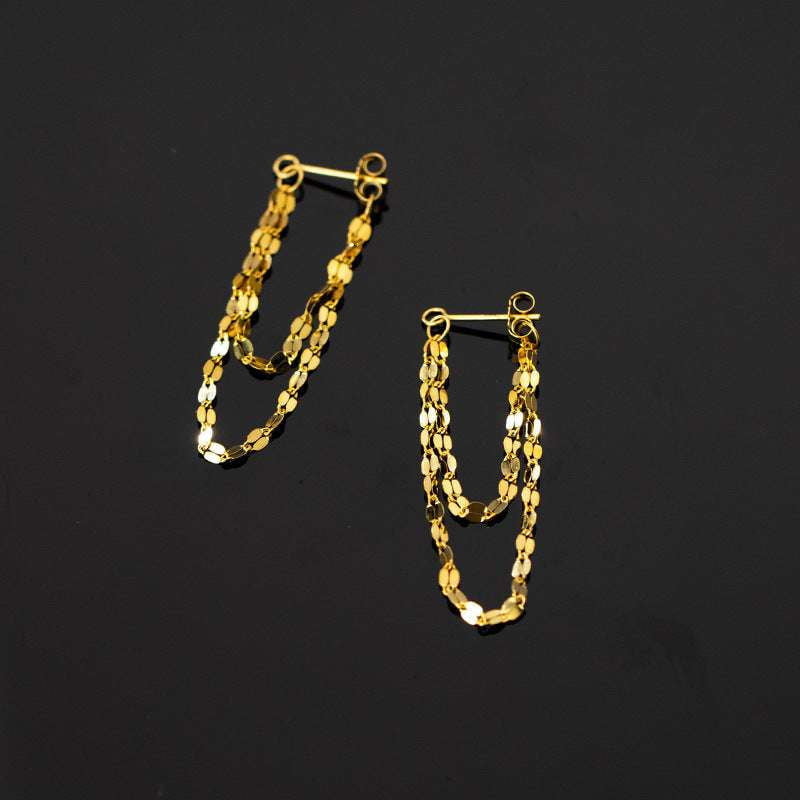 Elegant Chain Earrings, Gold Chain Earrings, Silver Kiss Earrings - available at Sparq Mart