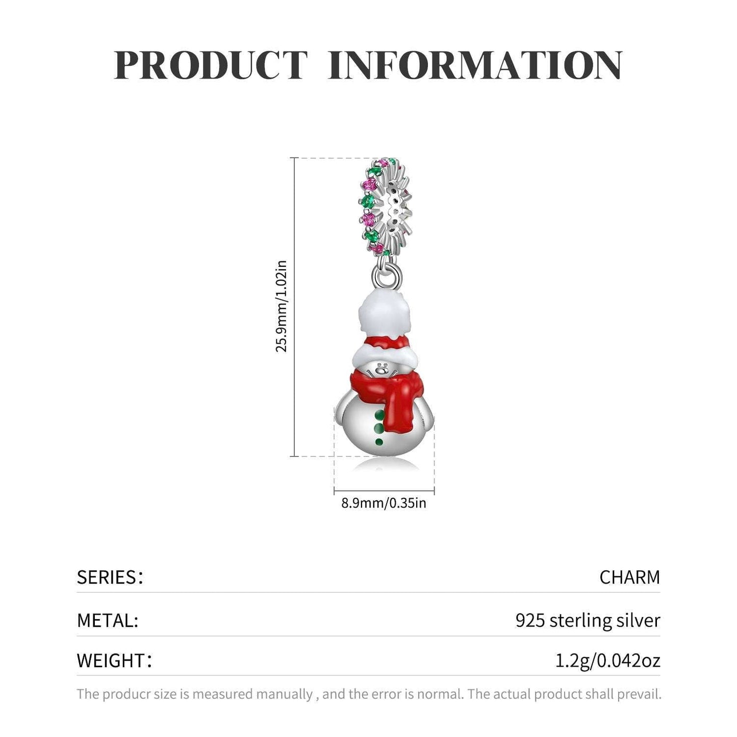 Fashion holiday bracelet, S925 snowman pendant, Sterling snowman charm - available at Sparq Mart
