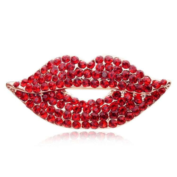 Crystal Lips Brooch, Fashion Jewelry for Women, Unique Brooch Design - available at Sparq Mart