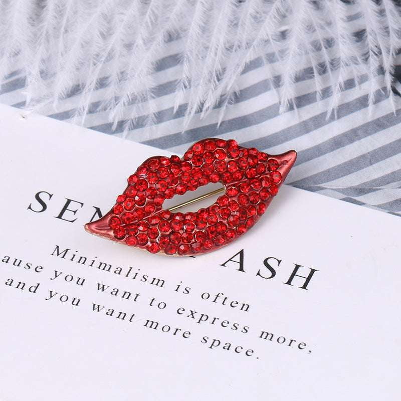 Crystal Lips Brooch, Fashion Jewelry for Women, Unique Brooch Design - available at Sparq Mart