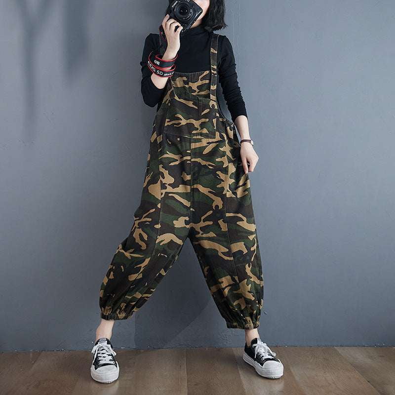 Casual Denim Jumpsuits, Comfortable Camo Overalls, Trendy Women's Harem - available at Sparq Mart