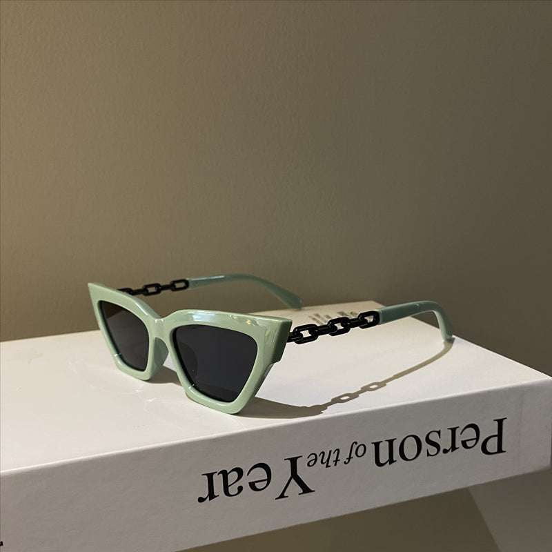 Cat-eye Sunglasses, Decorative Chain Eyewear, Small Face Sunglasses - available at Sparq Mart