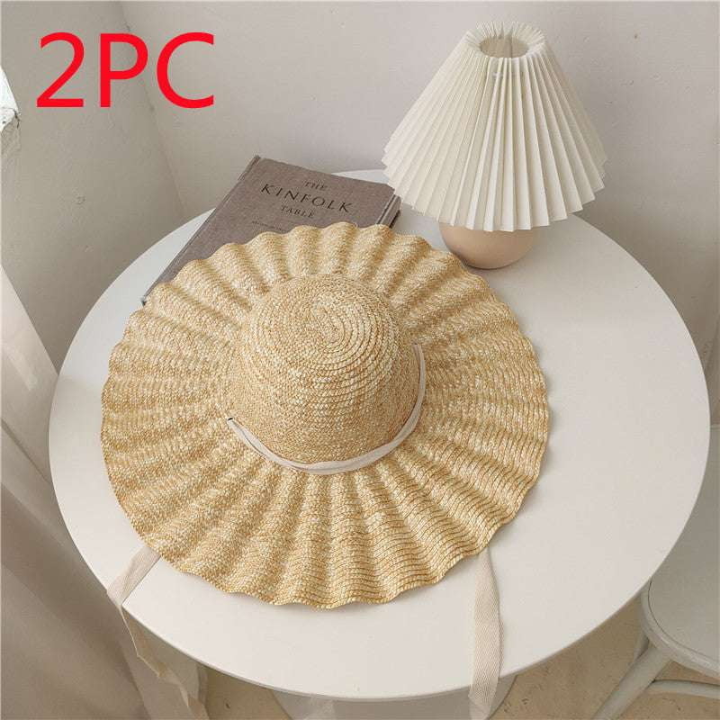 Dome Brim Hat, Stylish Beach Hat, Wavy Straw Hat - available at Sparq Mart