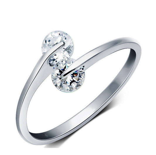 diamond silver jewelry, double diamond ring, Stylish silver ring - available at Sparq Mart