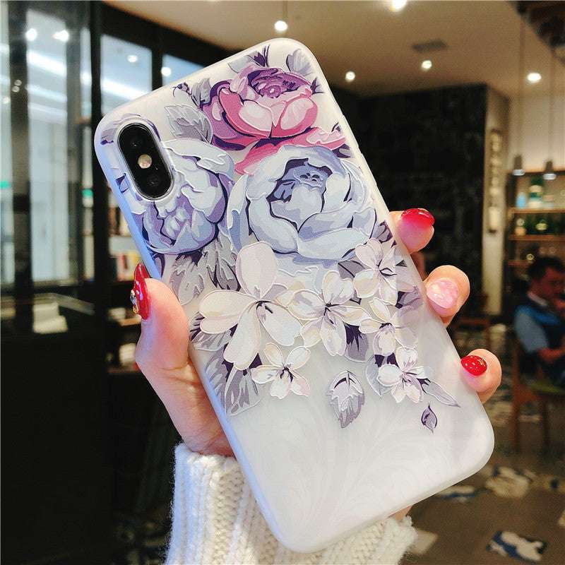 Embossed phone cover, Floral iPhone case, Protective iPhone skin - available at Sparq Mart