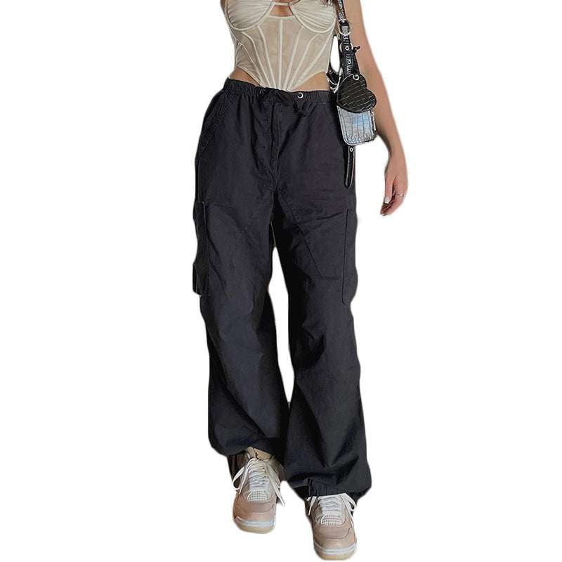 Casual High-waist Pants, Ladies Cargo Trousers, Trendy Streetwear Pants - available at Sparq Mart