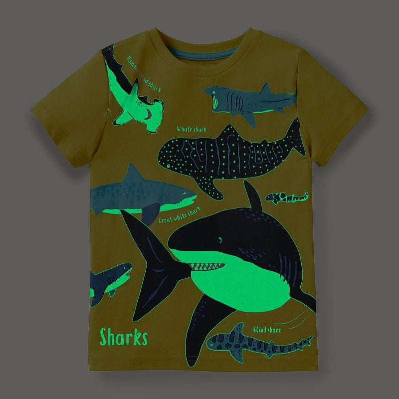 Children's T-Shirt, Short Sleeve, Stylish Luminous Shark - available at Sparq Mart