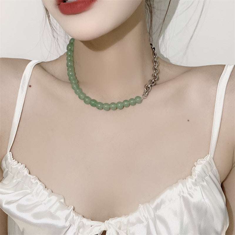 double layer necklace, mint green glass necklace, stylish necklace - available at Sparq Mart