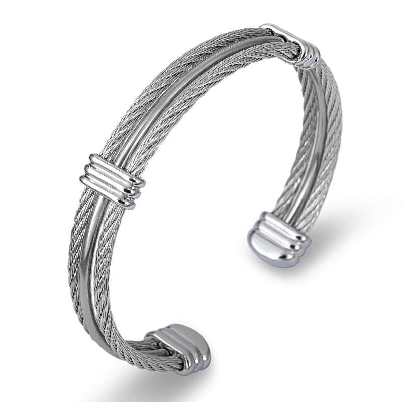 Braided Hemp Bracelet, Rope Bracelet Men, Steel Wire Bracelet - available at Sparq Mart