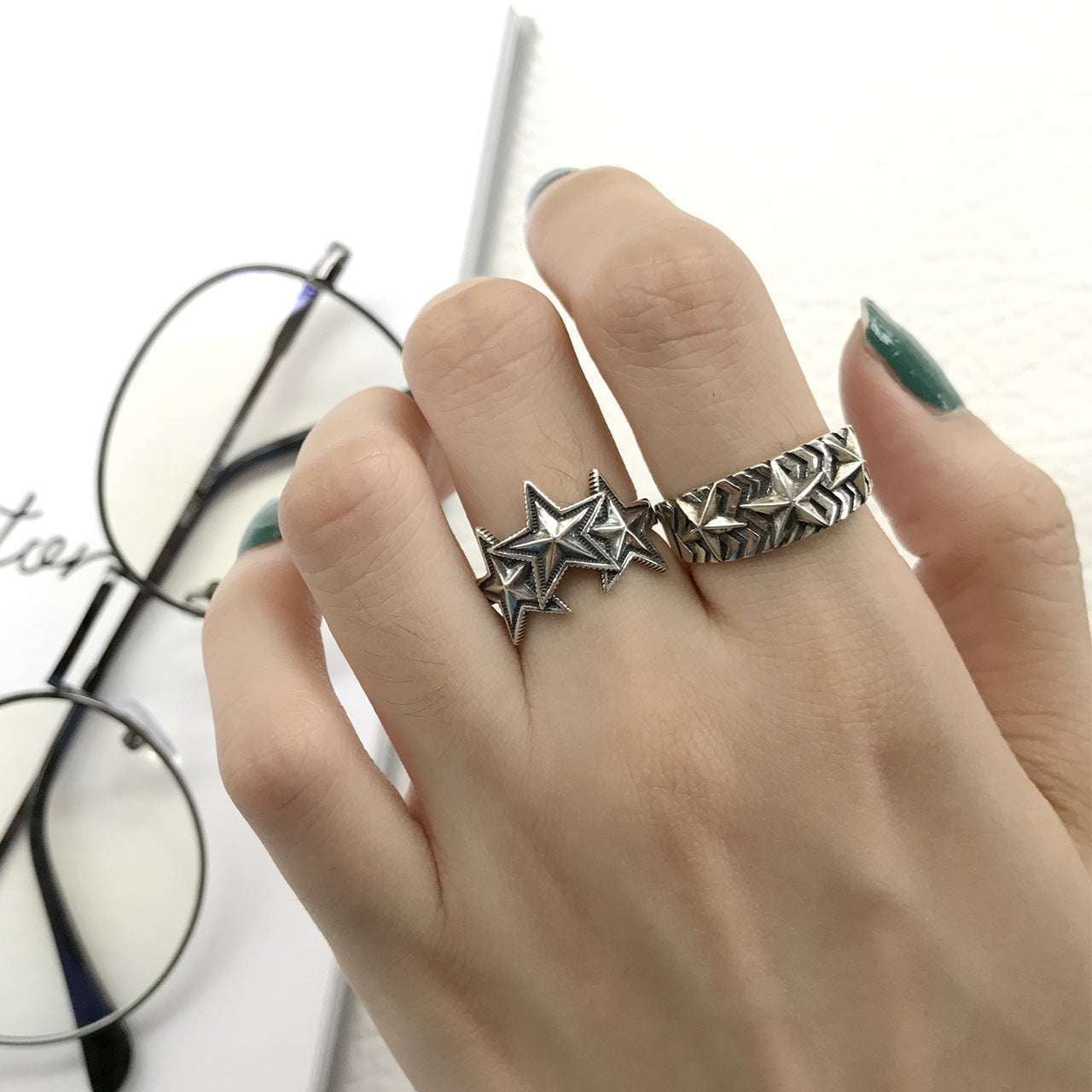 Five-pointed Star Design, Sterling Silver Jewelry, Stylish Vintage Ring - available at Sparq Mart