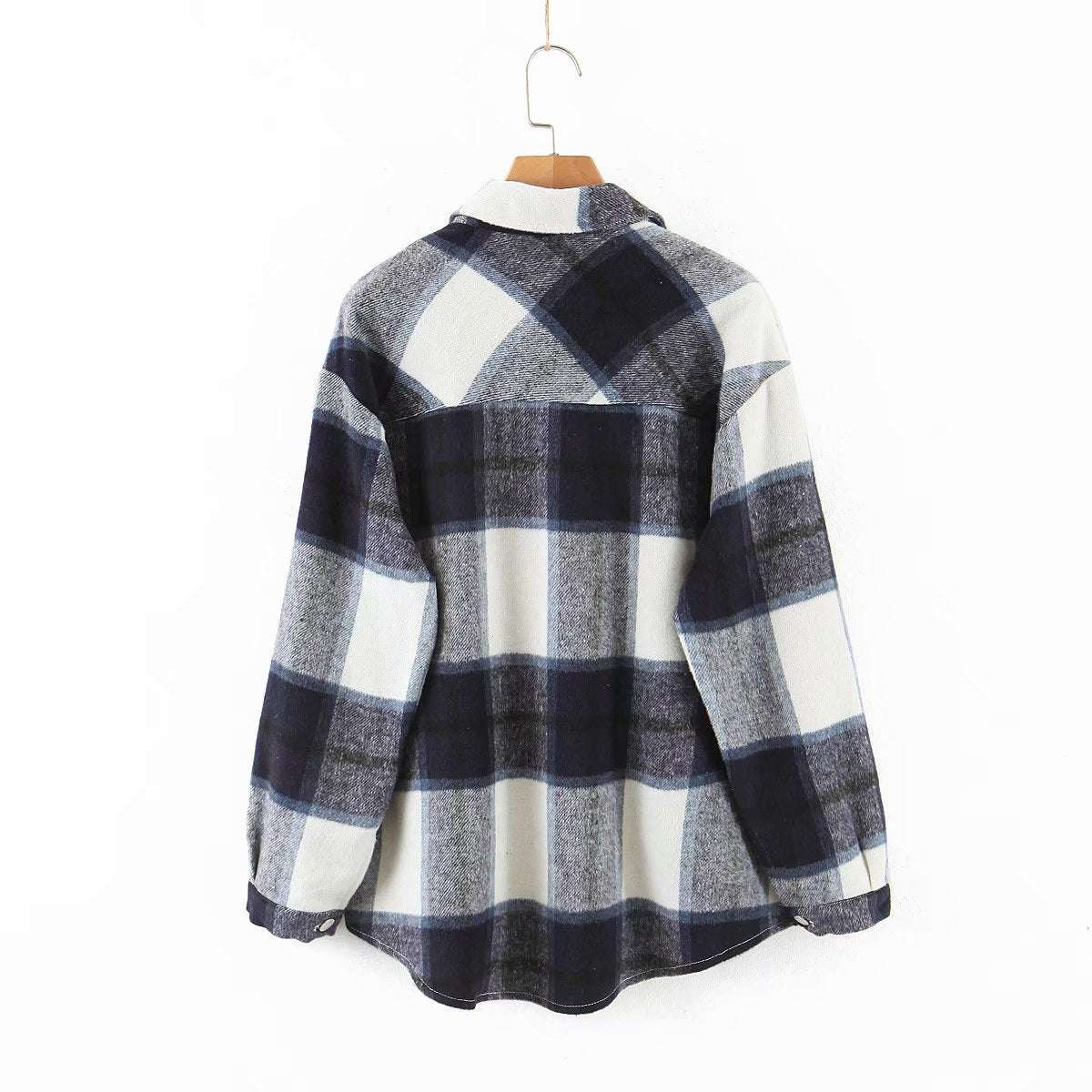 Checked Woolen Coat, Stylish Wool Coat, Women's Fall Outerwear - available at Sparq Mart