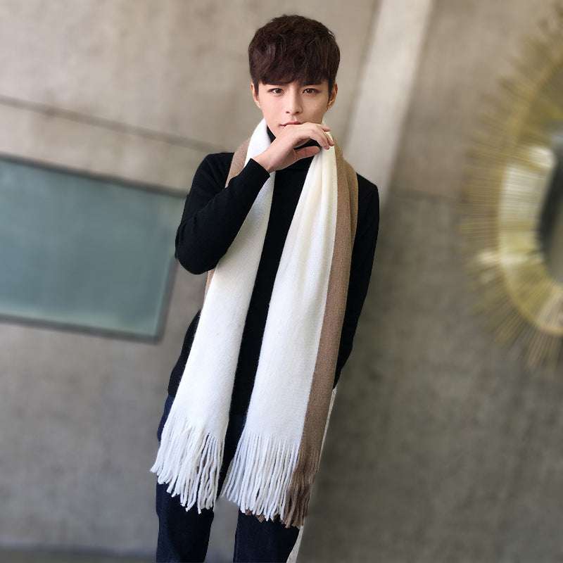 Fashionable Woolen Scarves, Simple Grey Scarf, Versatile Men's Scarf - available at Sparq Mart