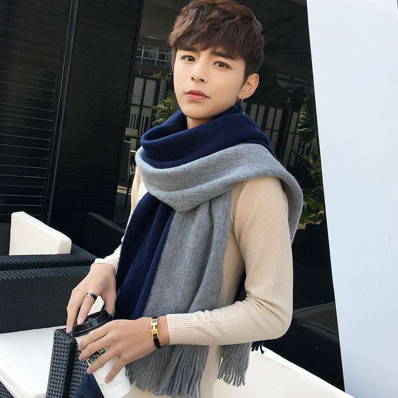 Fashionable Woolen Scarves, Simple Grey Scarf, Versatile Men's Scarf - available at Sparq Mart