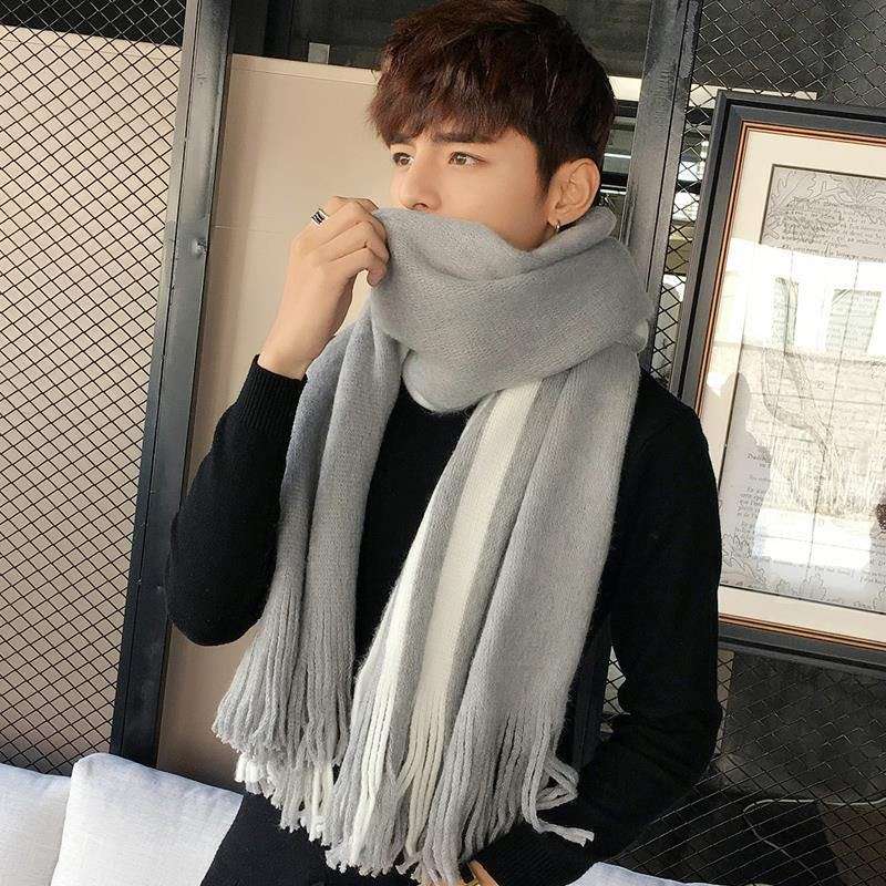 Fashionable Woolen Scarves, Simple Grey Scarf, Versatile Men's Scarf - available at Sparq Mart