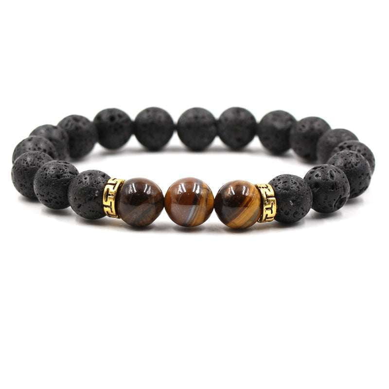 Elastic Turquoise Bracelet, Tiger Eye Bracelet, Volcanic Stone Jewelry - available at Sparq Mart