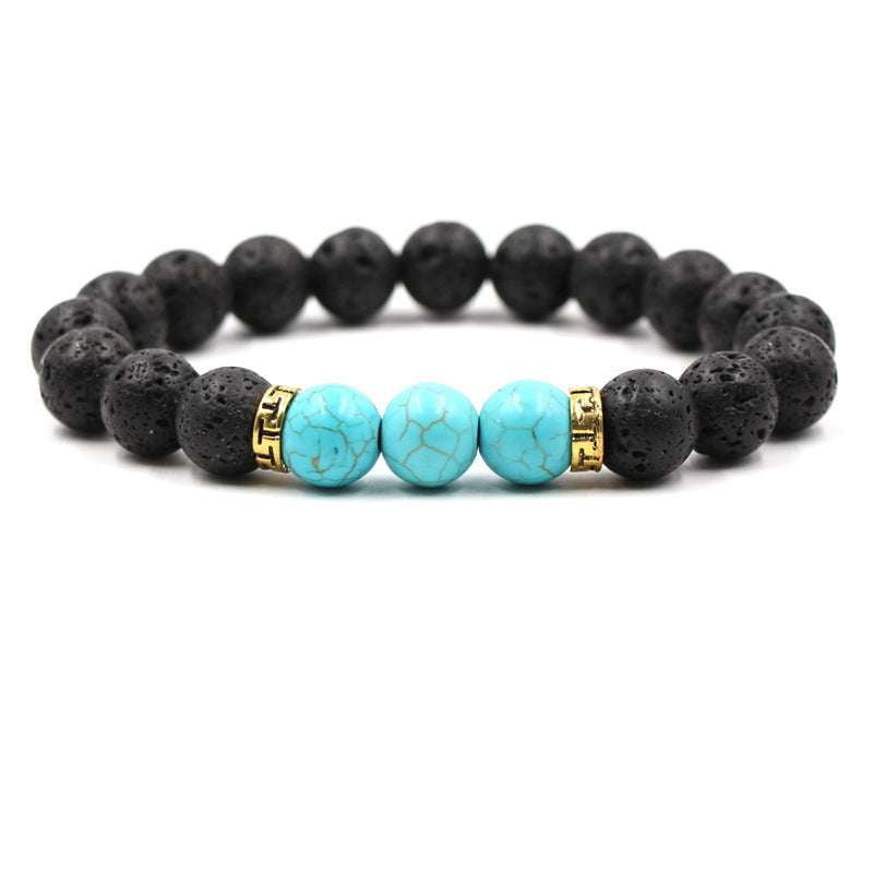 Elastic Turquoise Bracelet, Tiger Eye Bracelet, Volcanic Stone Jewelry - available at Sparq Mart