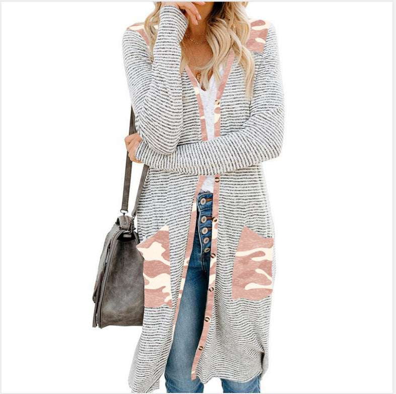 Stylish Knit Cardigan, Versatile Casual Cardigan, Women's Mid-Length Sweater - available at Sparq Mart