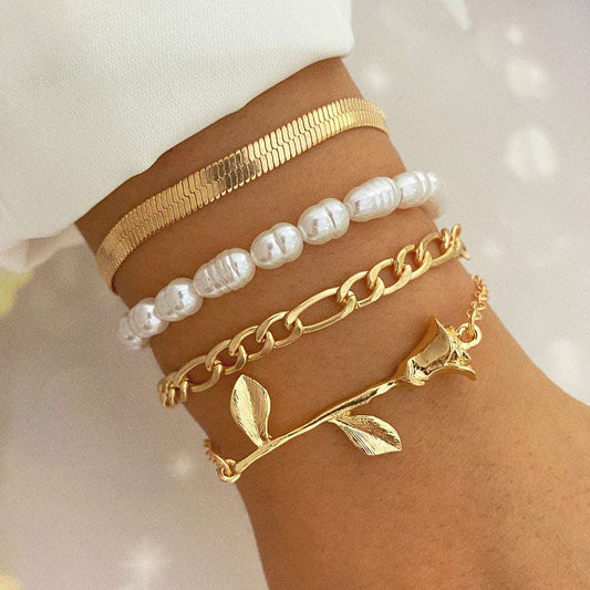 Fashion Bracelet, Metal Gold Bracelet, Trendy Pearl Bracelet - available at Sparq Mart